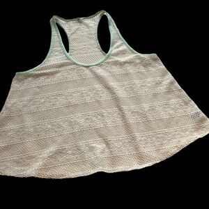 Aeropostale beautiful lace tank cream with lime green trim Large cover up